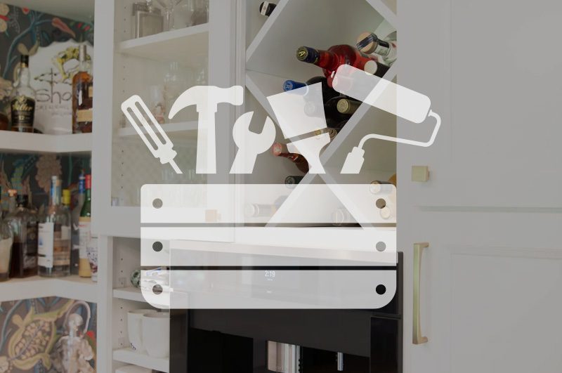 Tool box over an image of cabinets